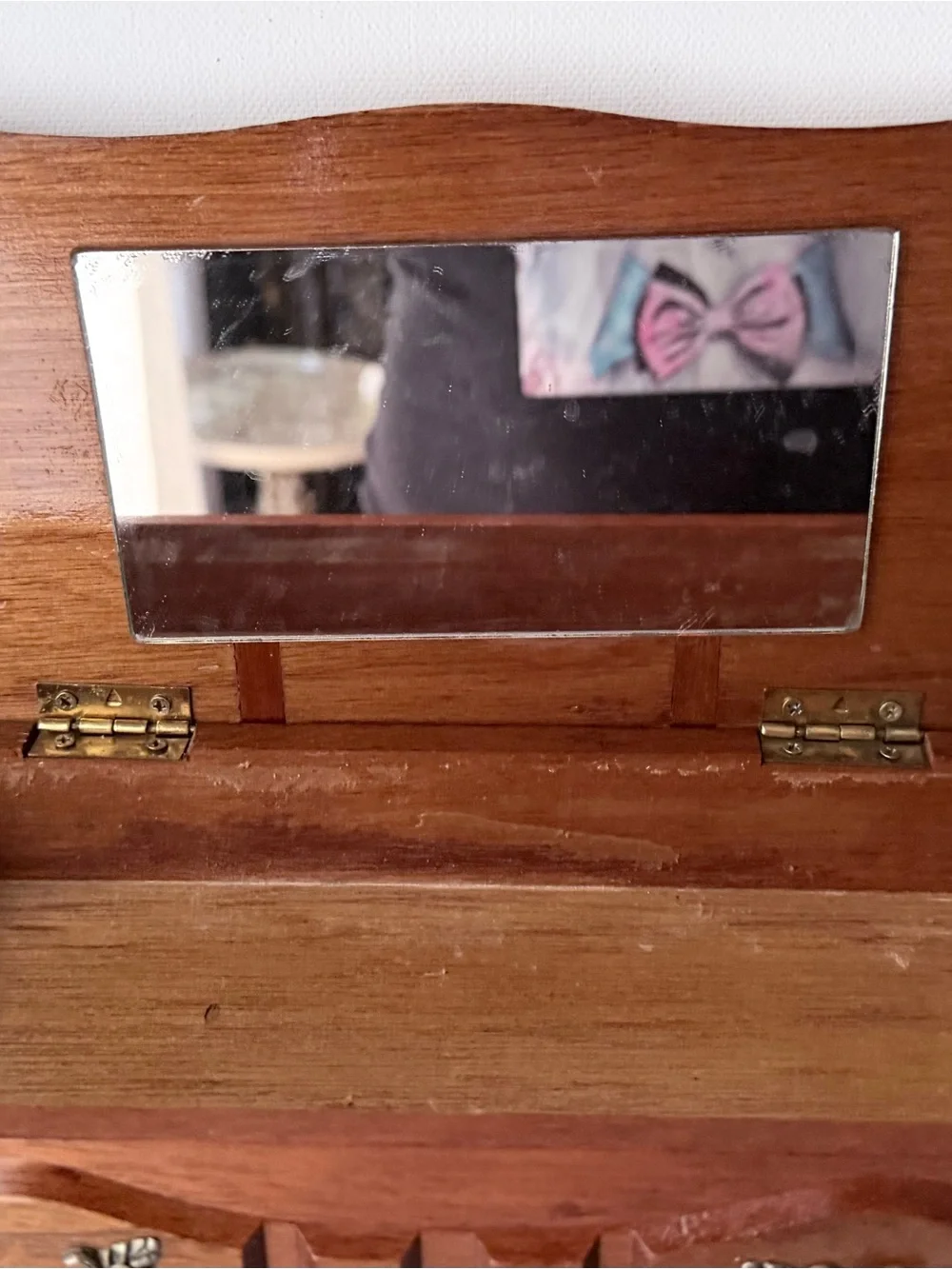 Wooden Jewelry Box with Brass Accents - Brown